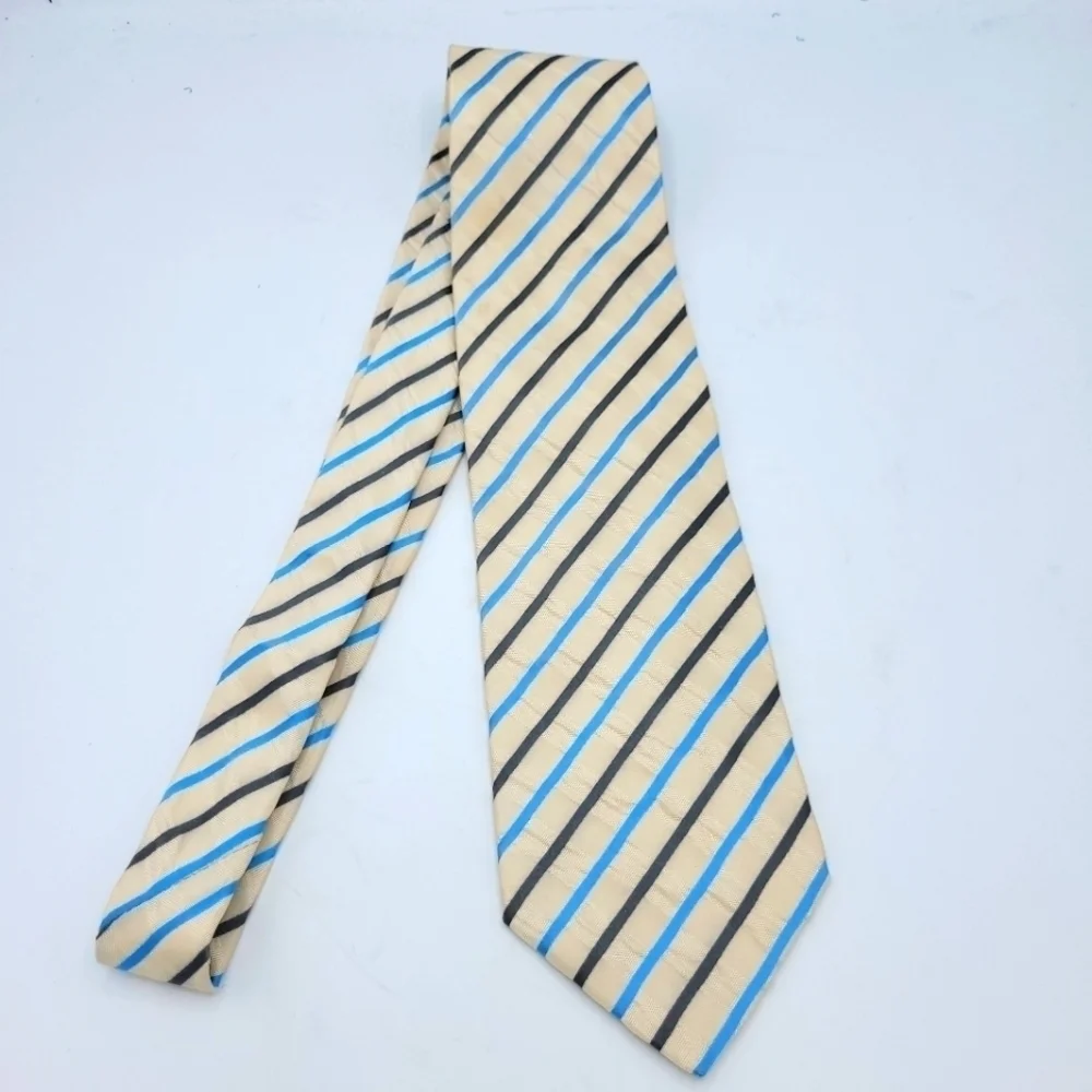 DOLCE & GABBANA Vintage SilK Cream Shimmery and Turquoise Stripped Tie